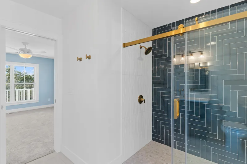Office and flex room with a barn door in the custom beach house in Southport, NC