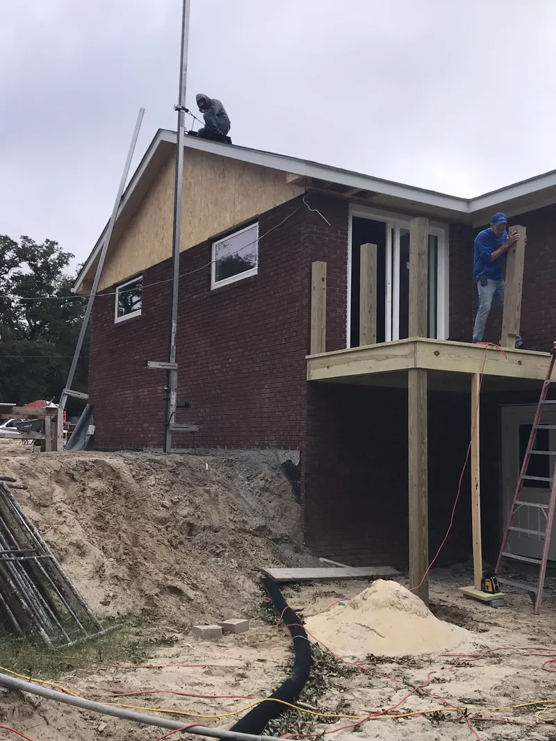 Two-story custom home under construction in Brunswick County, NC by Northstar Custom Works