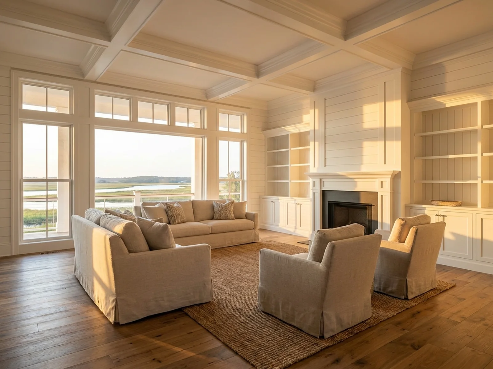 Bright finished interior showing the finish carpentry standard of Northstar Custom Works in the Wilmington, NC area